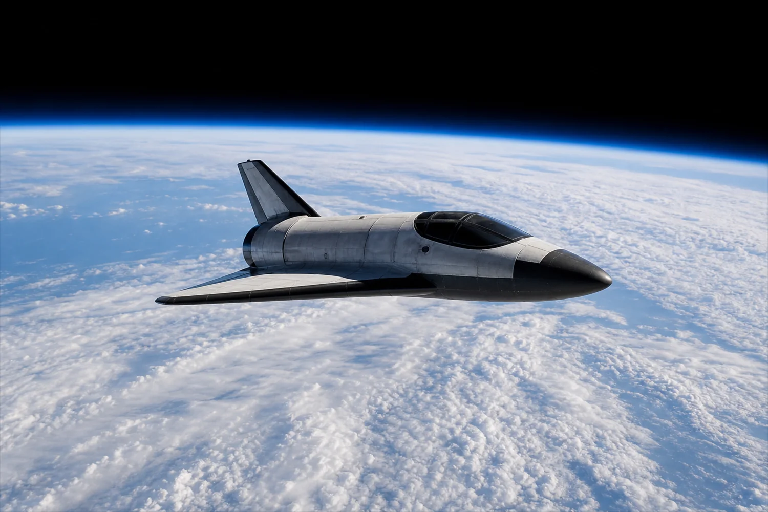 Suborbital space flight: suborbital spaceplane above the curved earth
