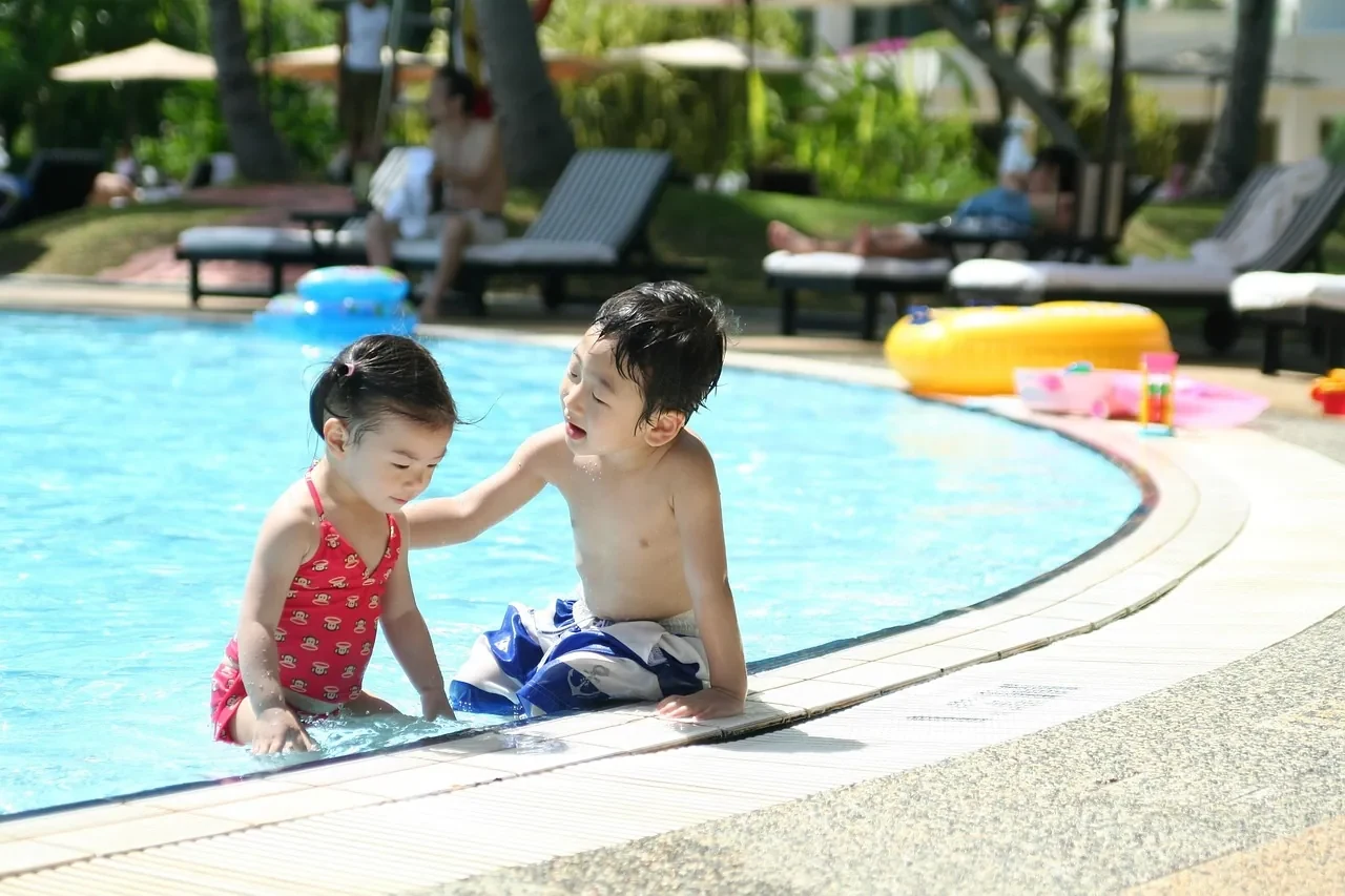 Children on a pool day together Children on a pool day together