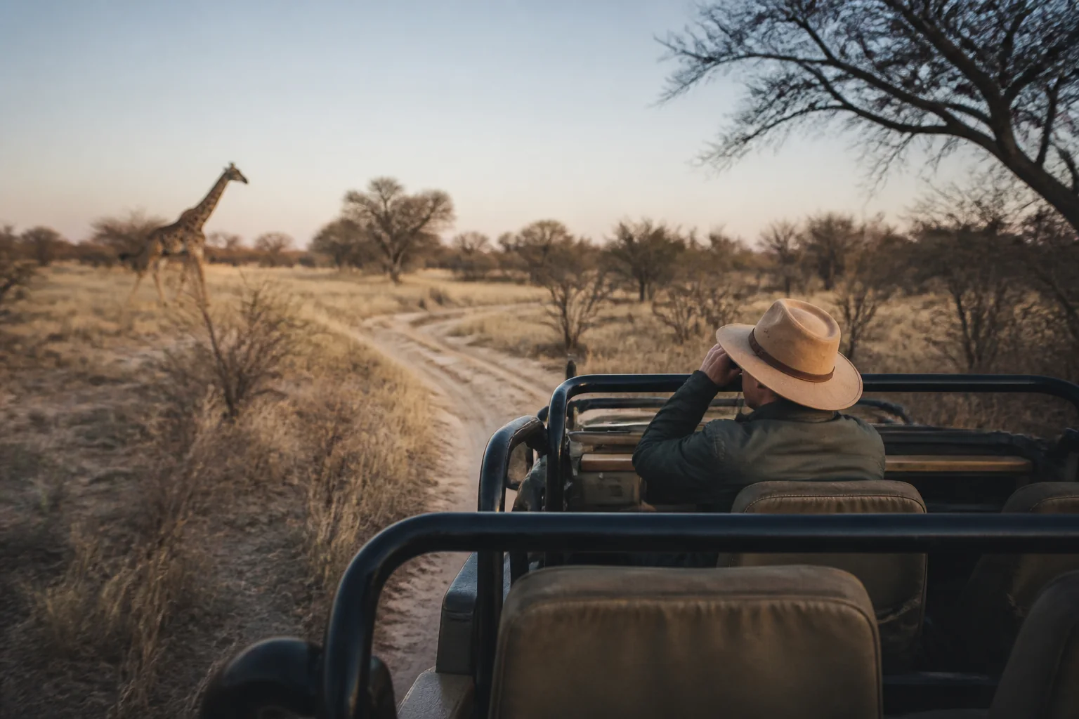 Open game-viewing vehicle in Mokolodi Nature Reserve, Botswana