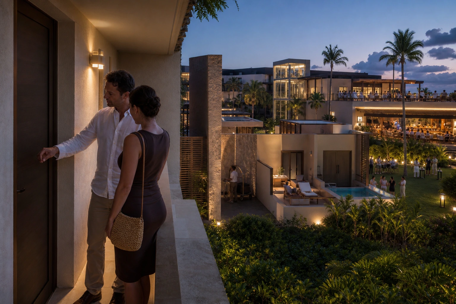 Fotorealistische Illustration zu adults only resorts: accommodation and physical layout