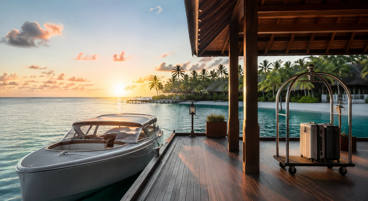 Photorealistic illustration for adults only resorts: logistics and service