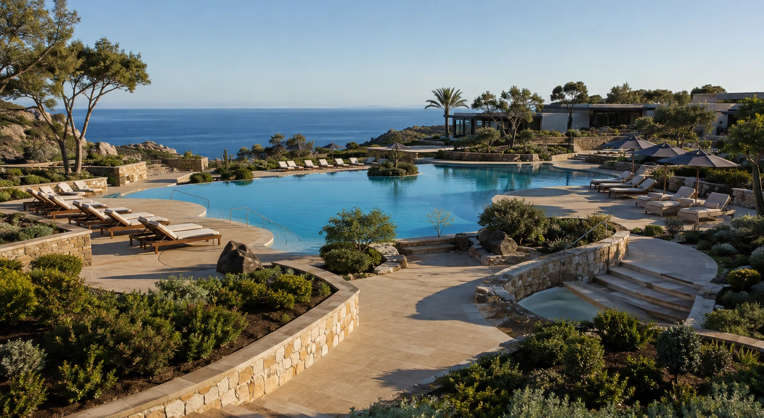 Photorealistic illustration for adults only resorts: reality-check detail