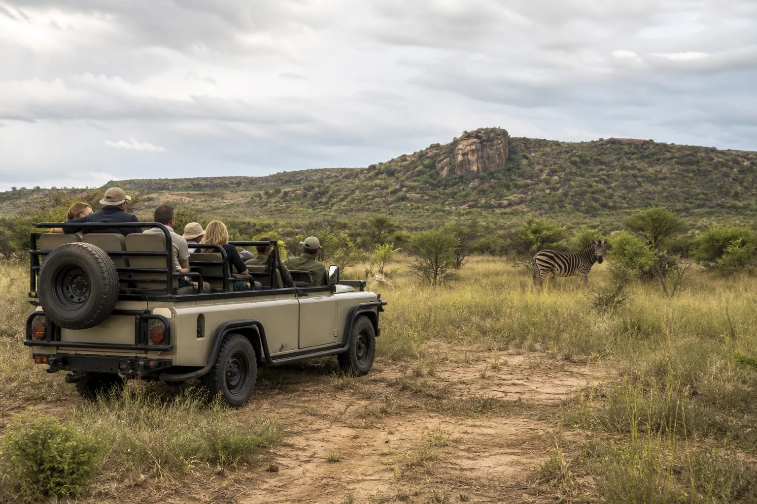 Open safari vehicle at Mokolodi Nature Reserve in Botswana