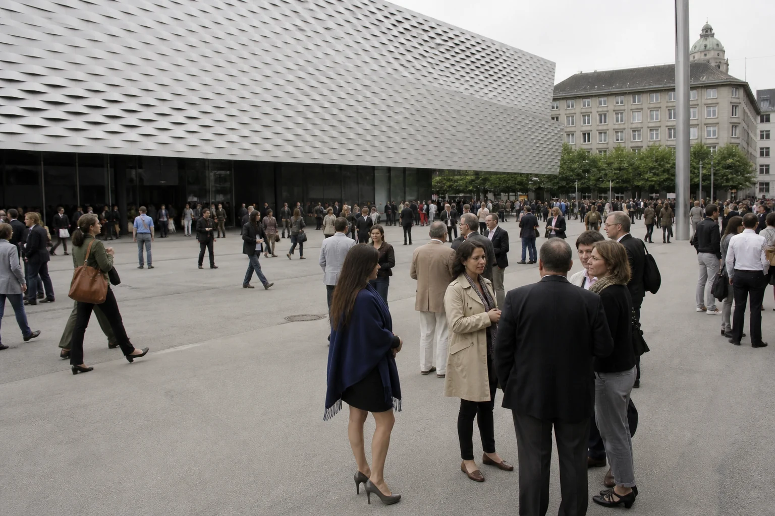 Visitors outside the Art Basel entrance in Basel in June 2011