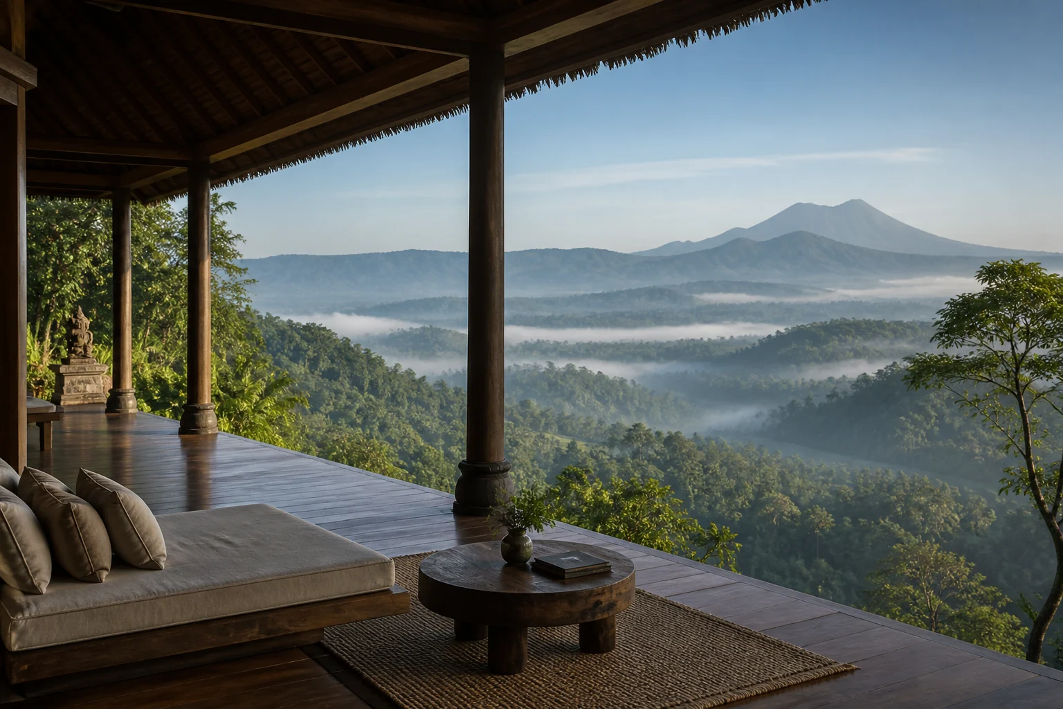 Open Balinese pavilion above the highland forests