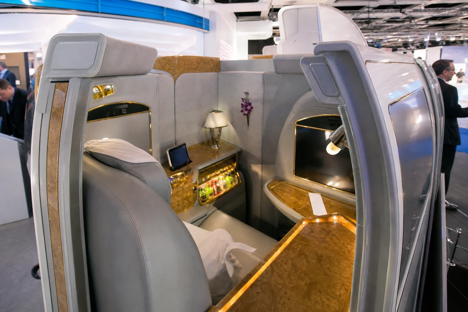 Emirates A380 First Class suite exhibition display at ITB 2017