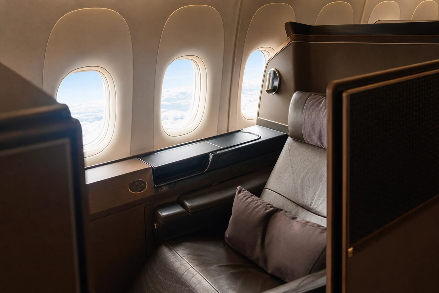 Historical Singapore Airlines First Class seats aboard a Boeing 777-300ER