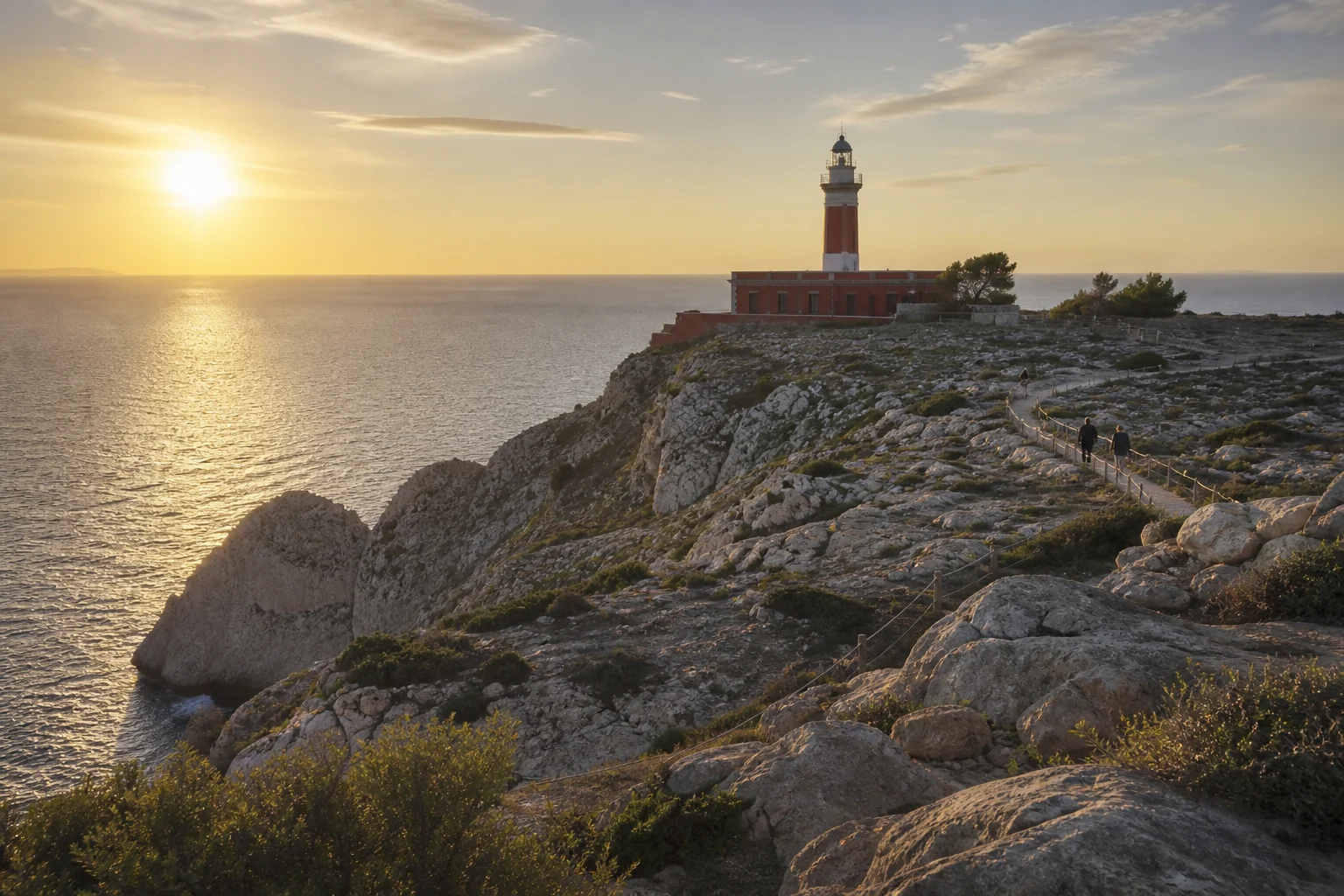 Capri's western coast and lighthouse in late-day light