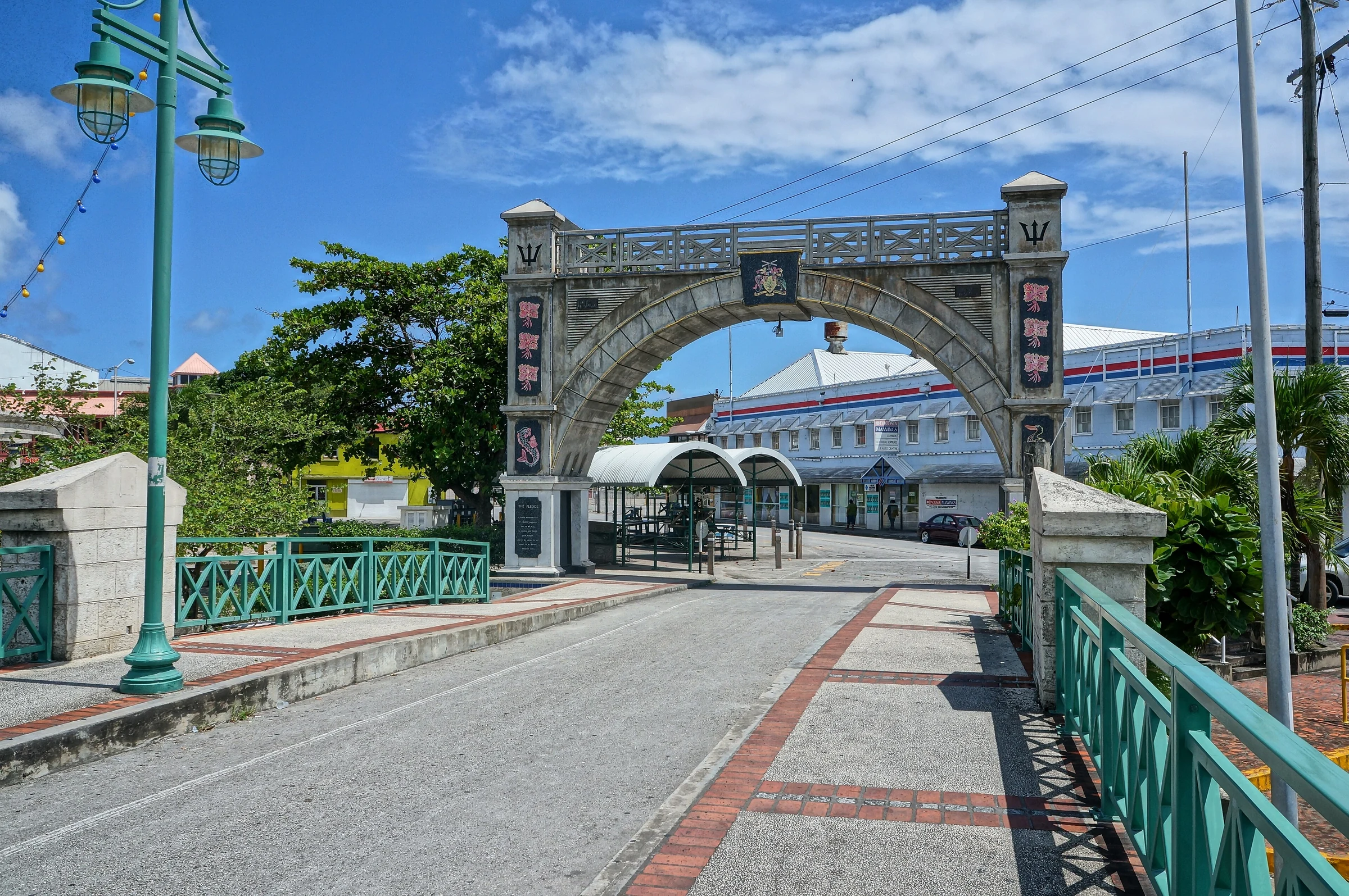 Independence Arch and Chamberlain Bridge in central Bridgetown, Barbados