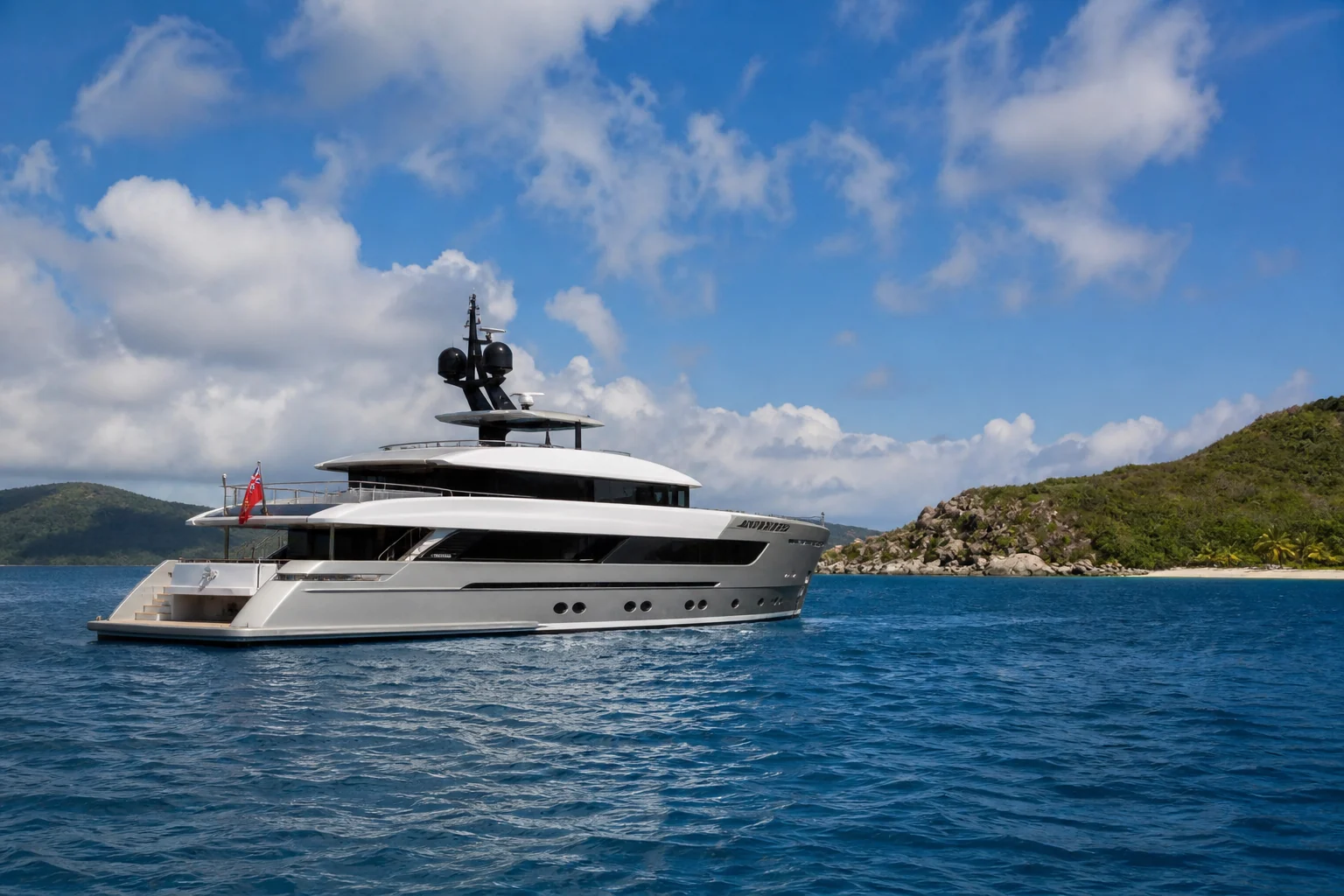 Large motor yacht off the British Virgin Islands