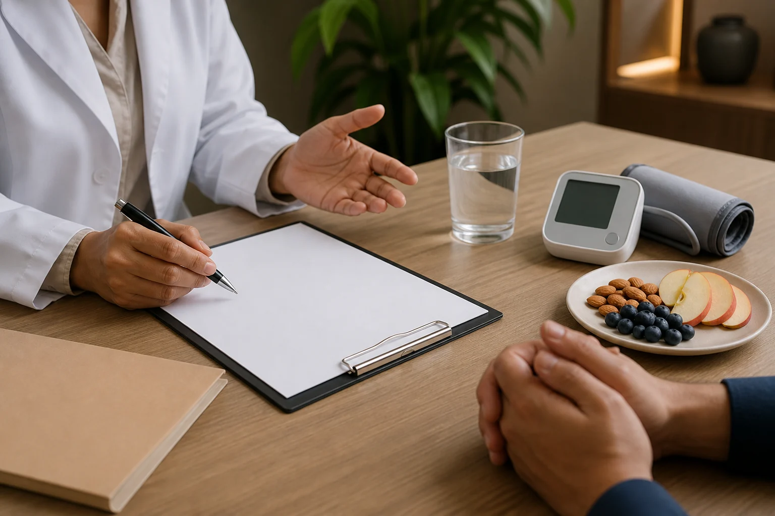 Fictional clinical review before fasting using a blank form
