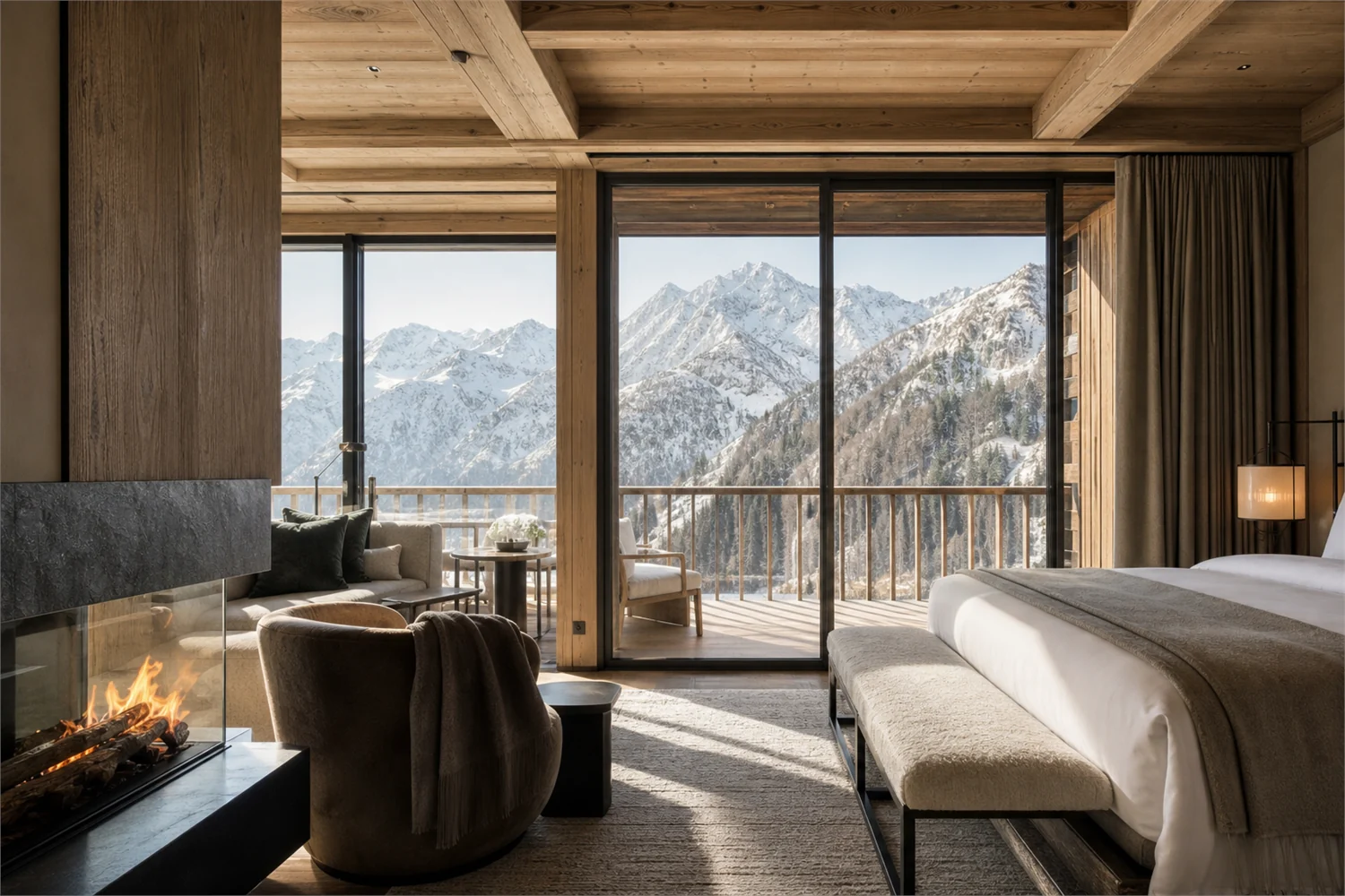 Winterliche Berglandschaft bei einem exklusiven Skihotel