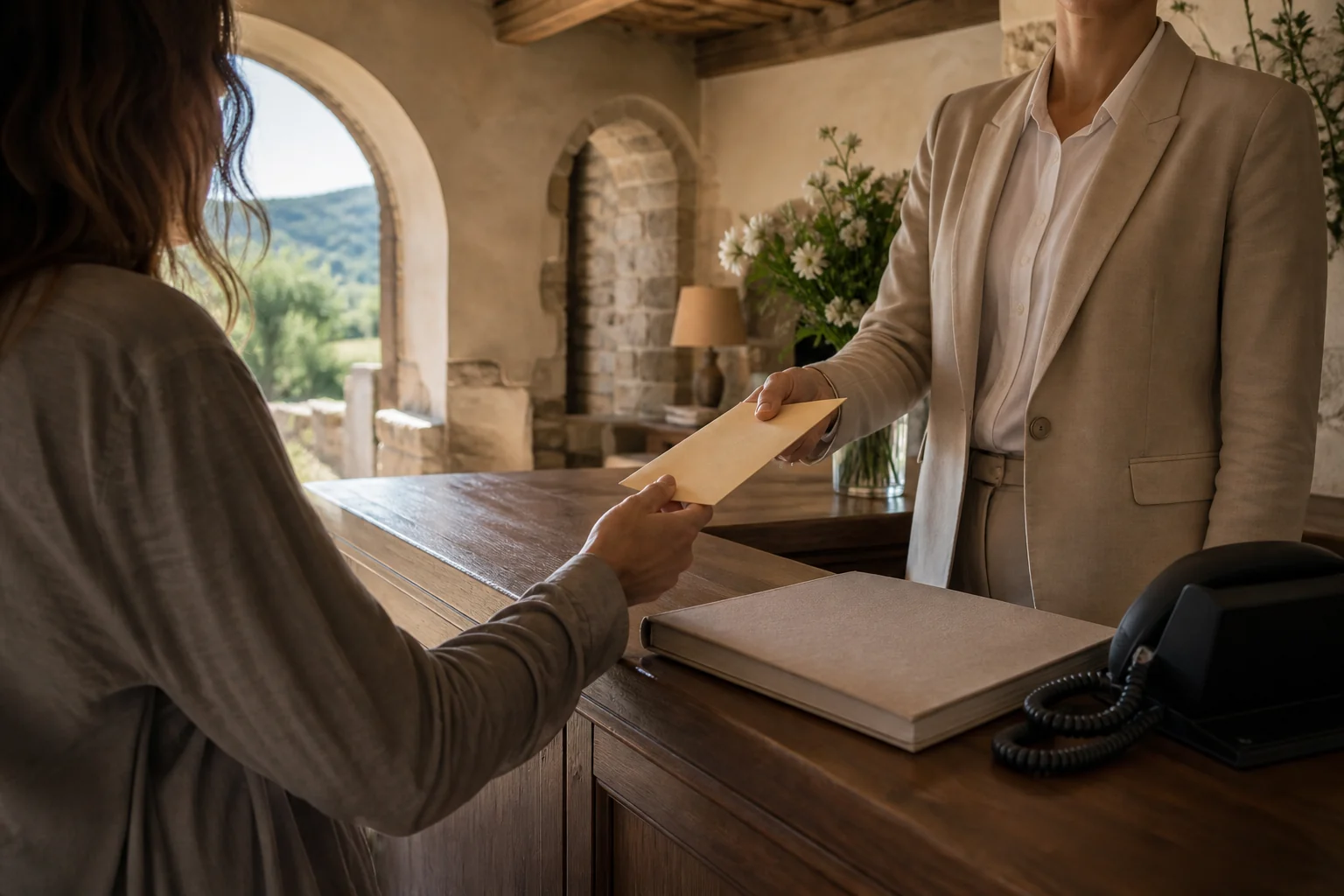 Remise fictive d’un plan de contact scellé à une réception d’hôtel