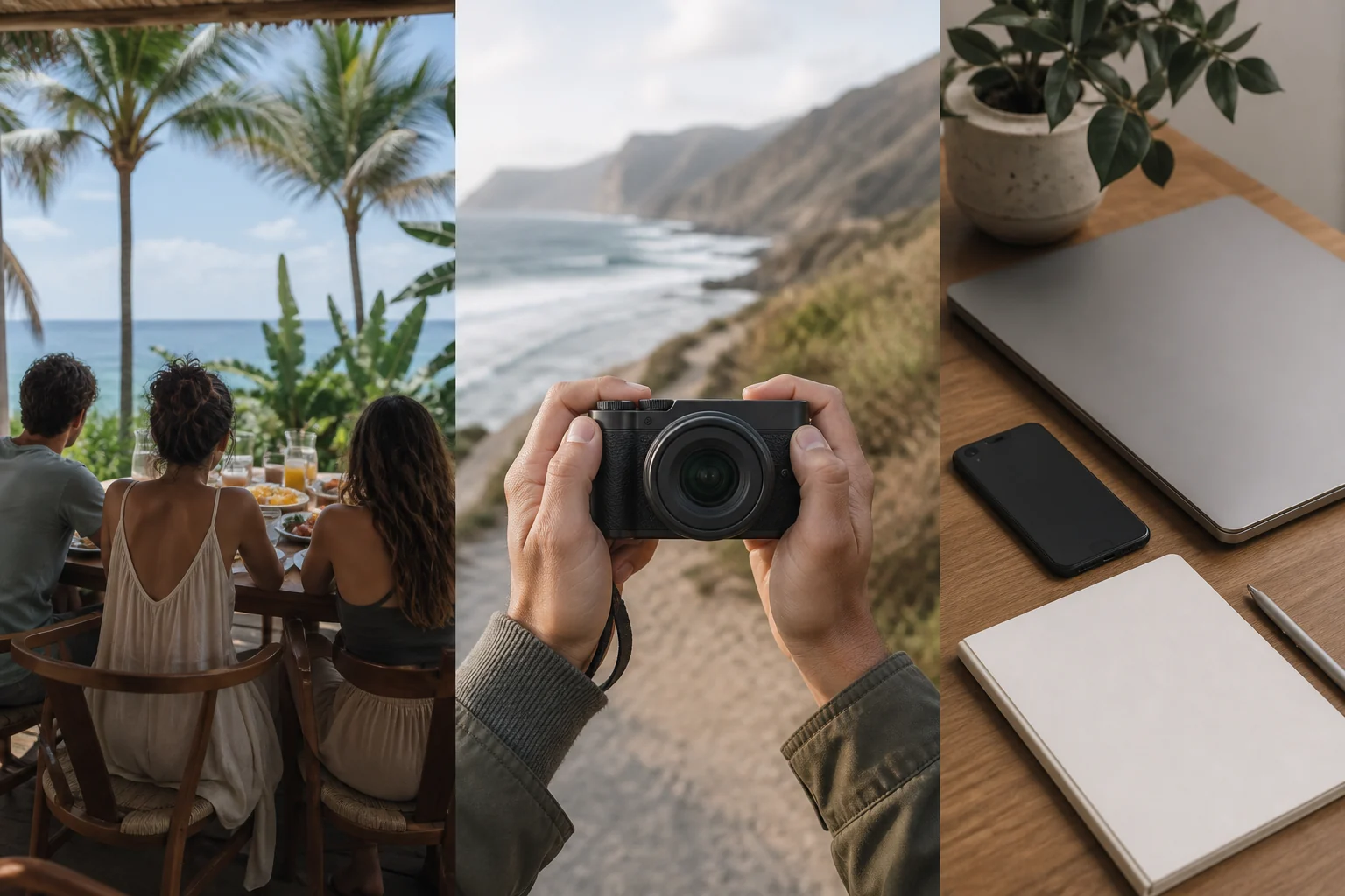 Séquence fictive entre petit-déjeuner sans appareil, photographie et retour ordonné