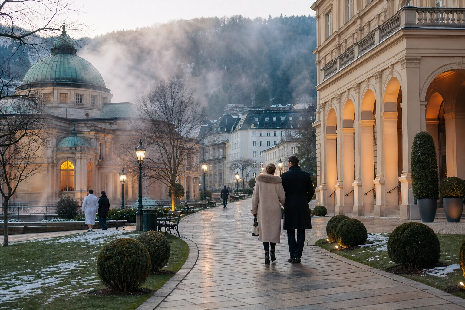 Fotorealistische Illustration zu europe thermal baths grand hotels: accommodation and physical layout