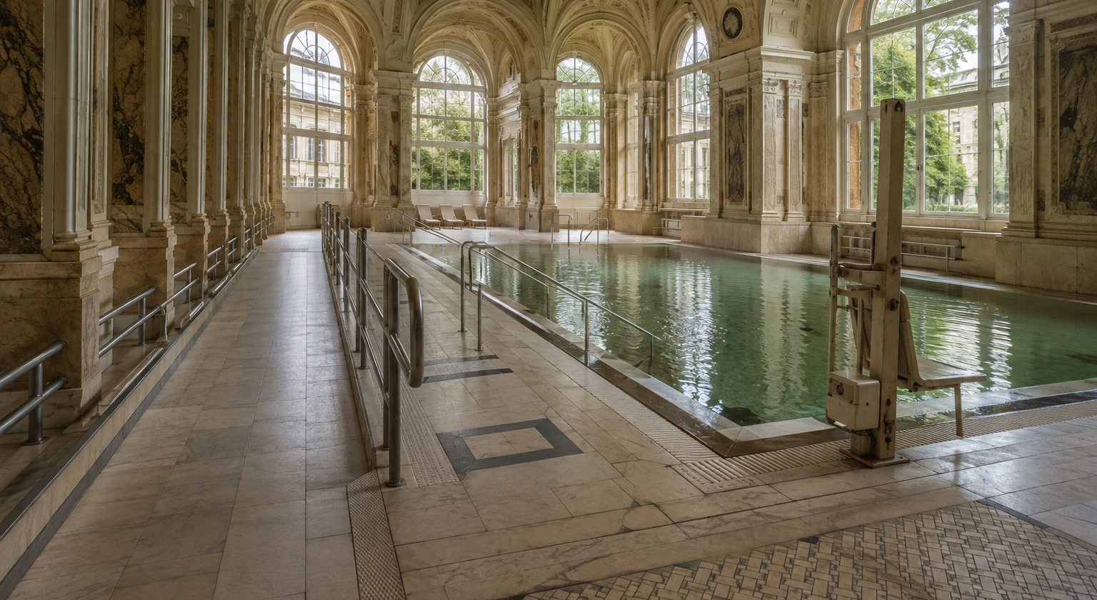Photorealistic illustration for europe thermal baths grand hotels: reality-check detail