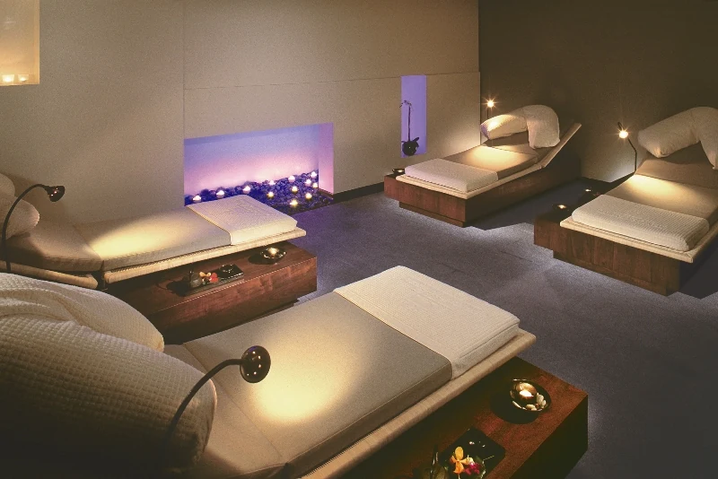 Real spa relaxation room with five loungers at Mandarin Oriental Hyde Park London