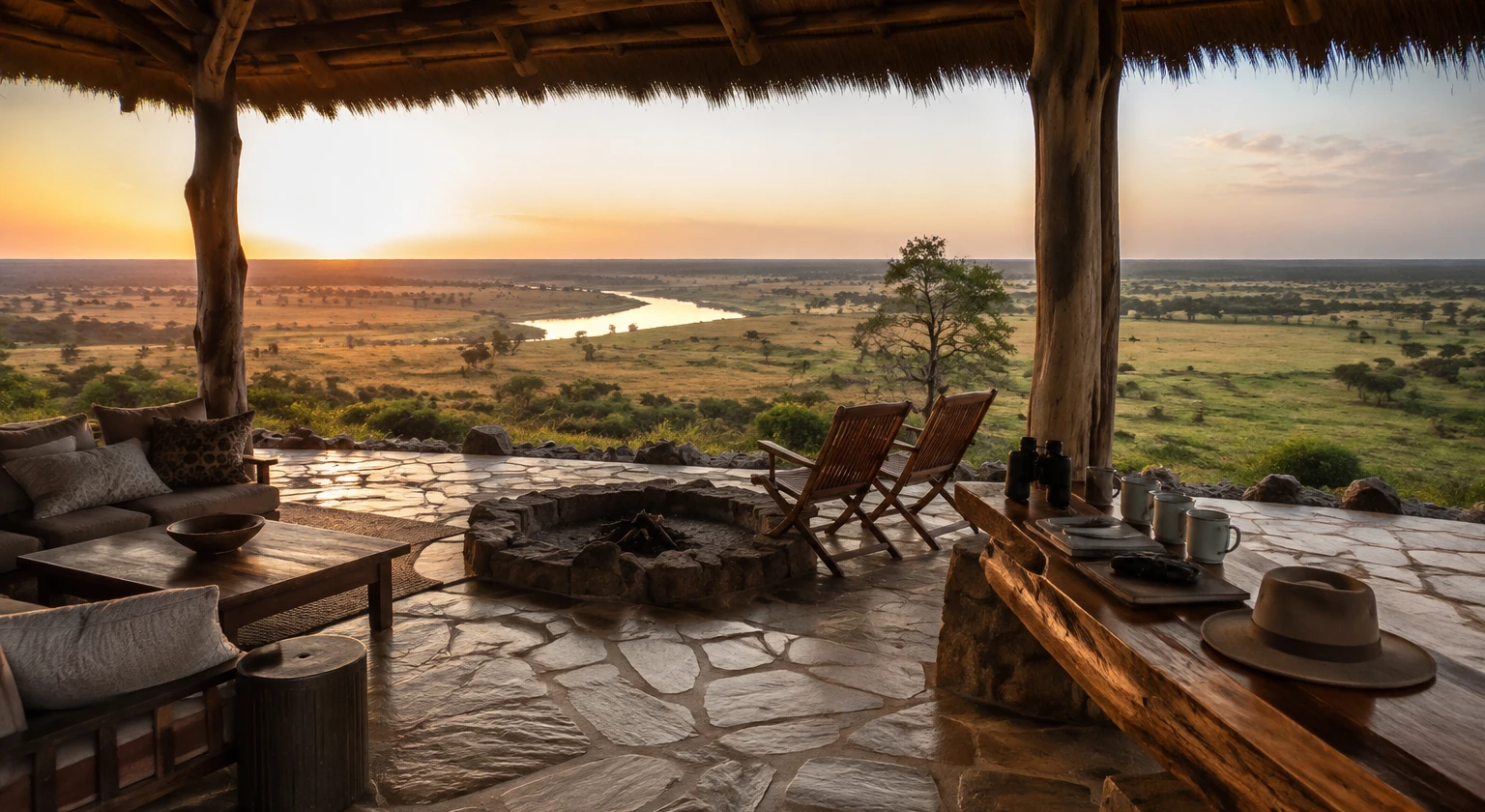 Photorealistic illustration for evaluating safari guides: accommodation and physical layout