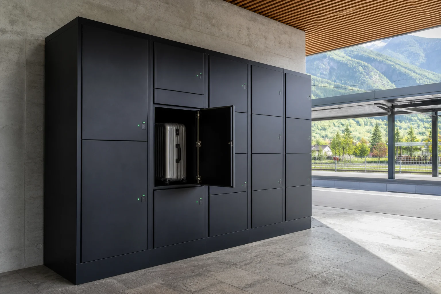 Automated luggage lockers at Bad Ragaz railway station