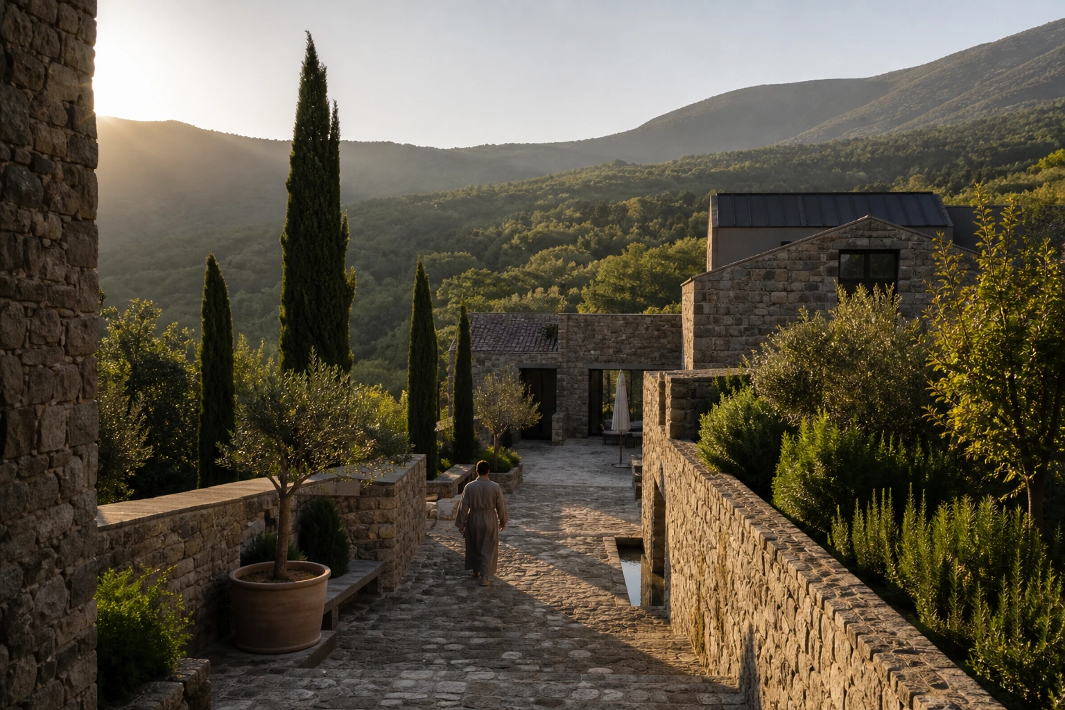 Illustration photoréaliste pour hidden luxury hotels : setting and arrival