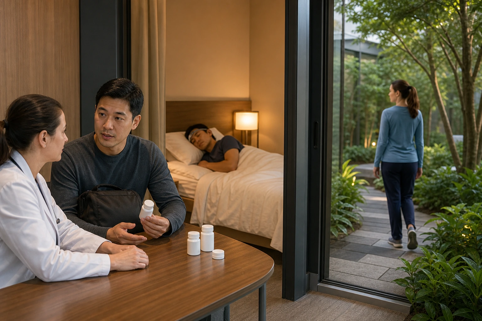 Illustration photoréaliste pour hotel sleep program booking checklist : signature experience