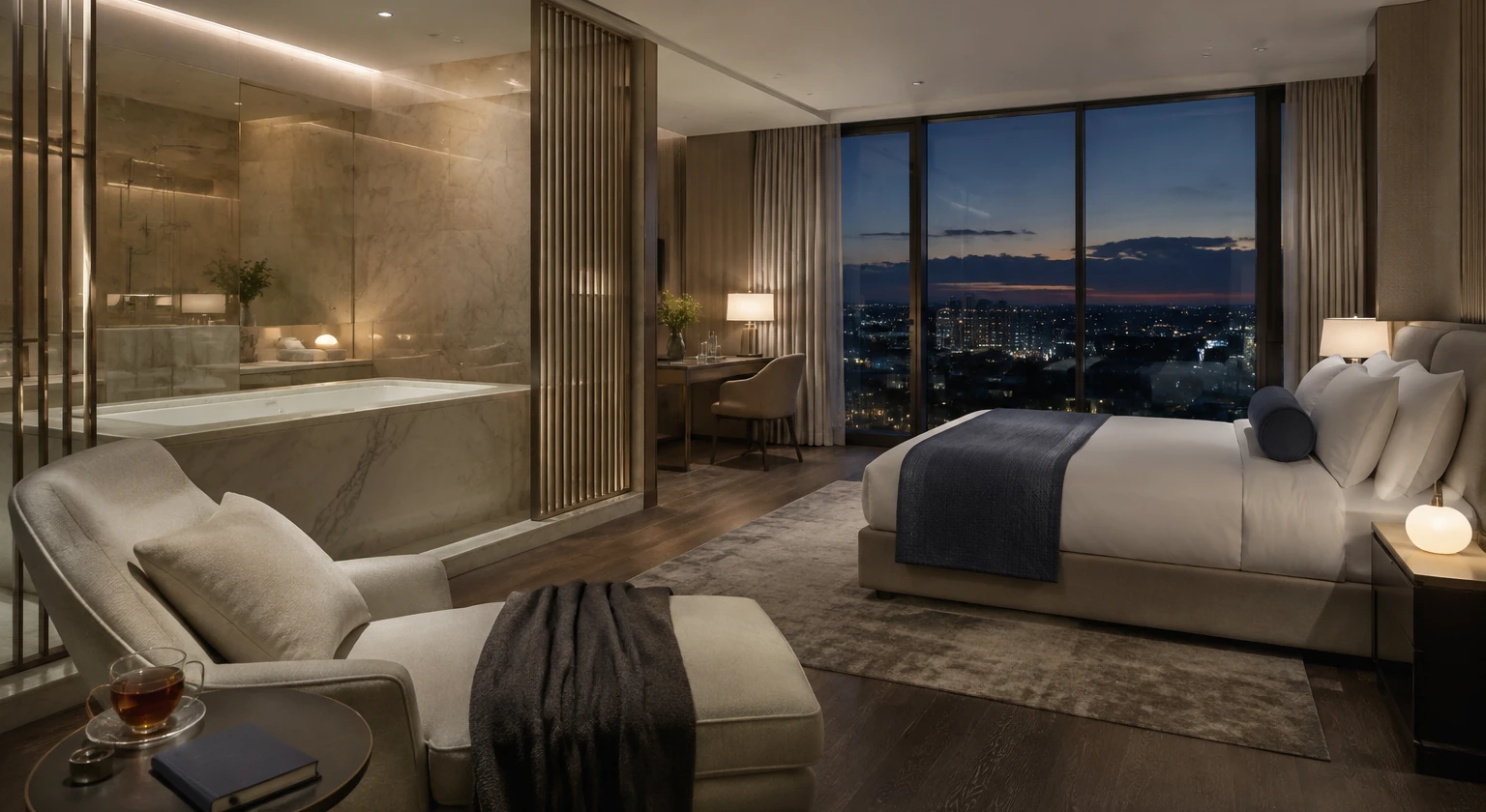 Photorealistic illustration for hotel sleep program booking checklist: logistics and service