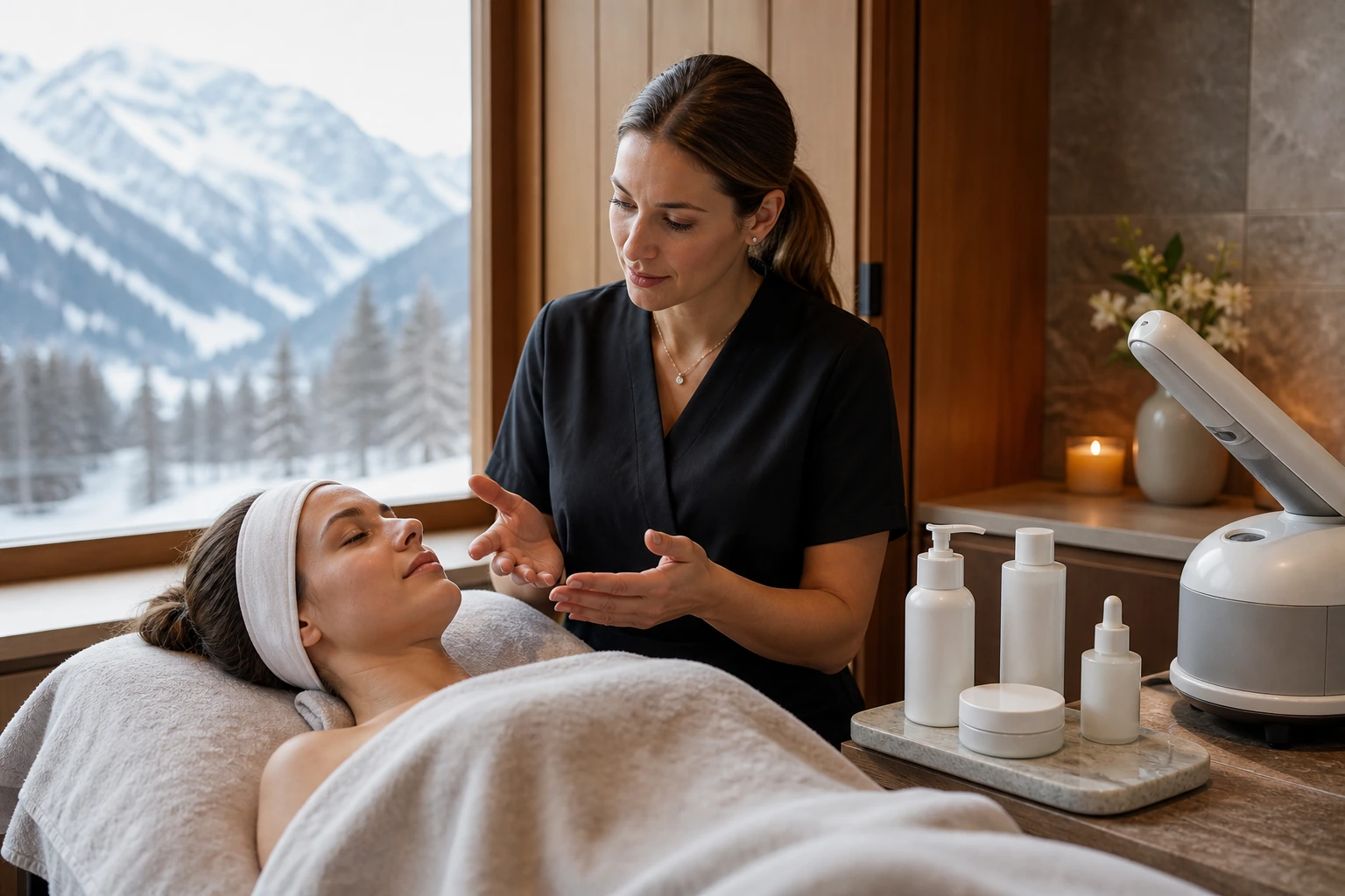 Photorealistic illustration for how to read spa menu: accommodation and physical layout