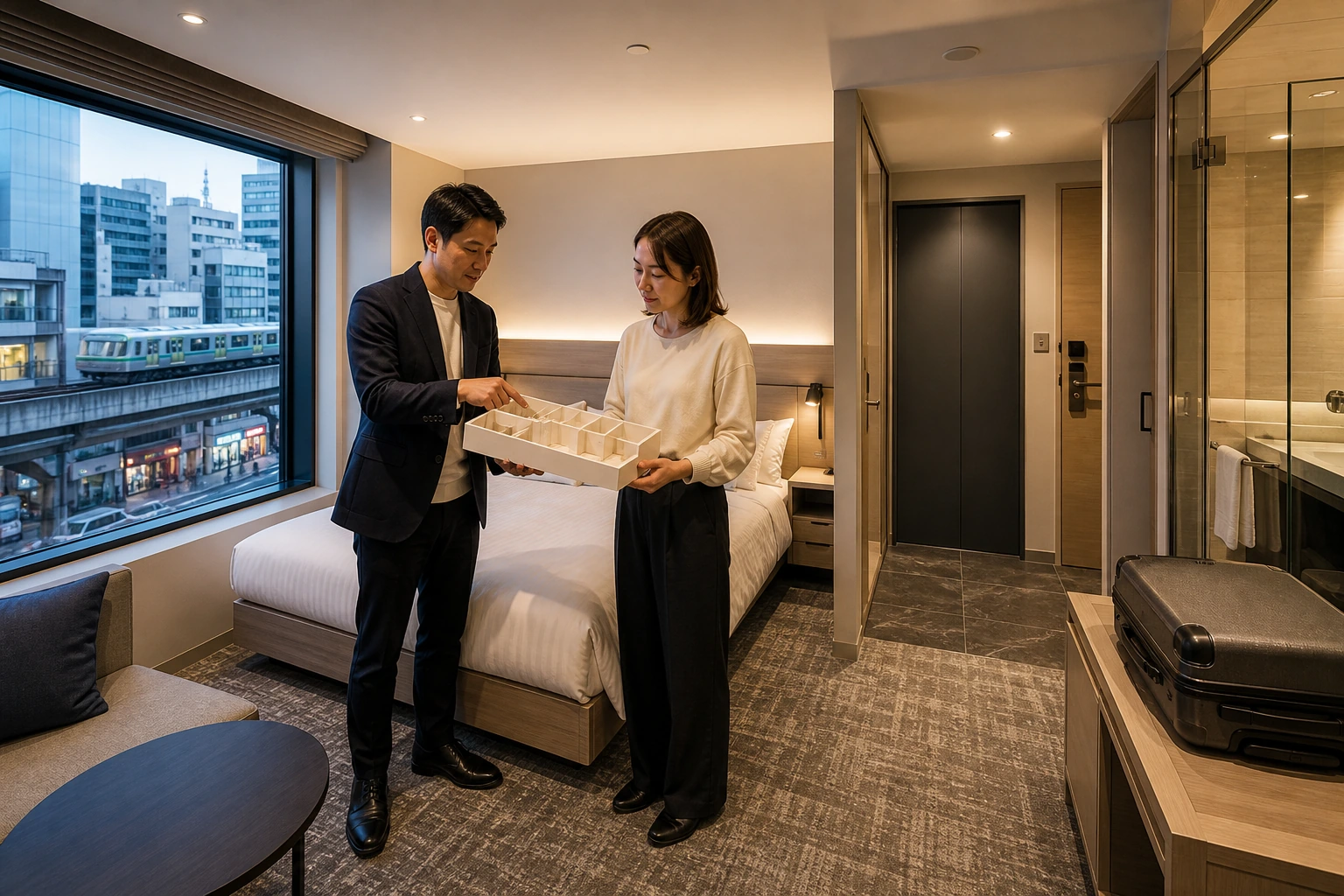 Photorealistic illustration for japan ryokan kaiseki design: logistics and service