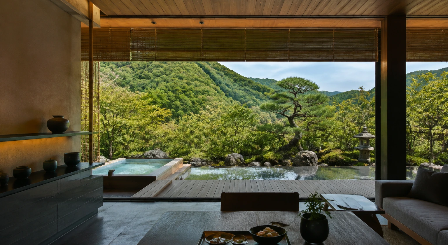 Photorealistic illustration for japan ryokan kaiseki design: reality-check detail