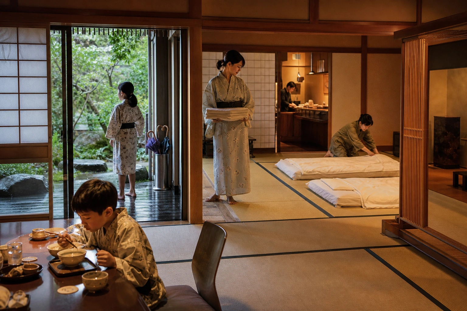 Photorealistic illustration for japan ryokan kaiseki design: reality-check detail