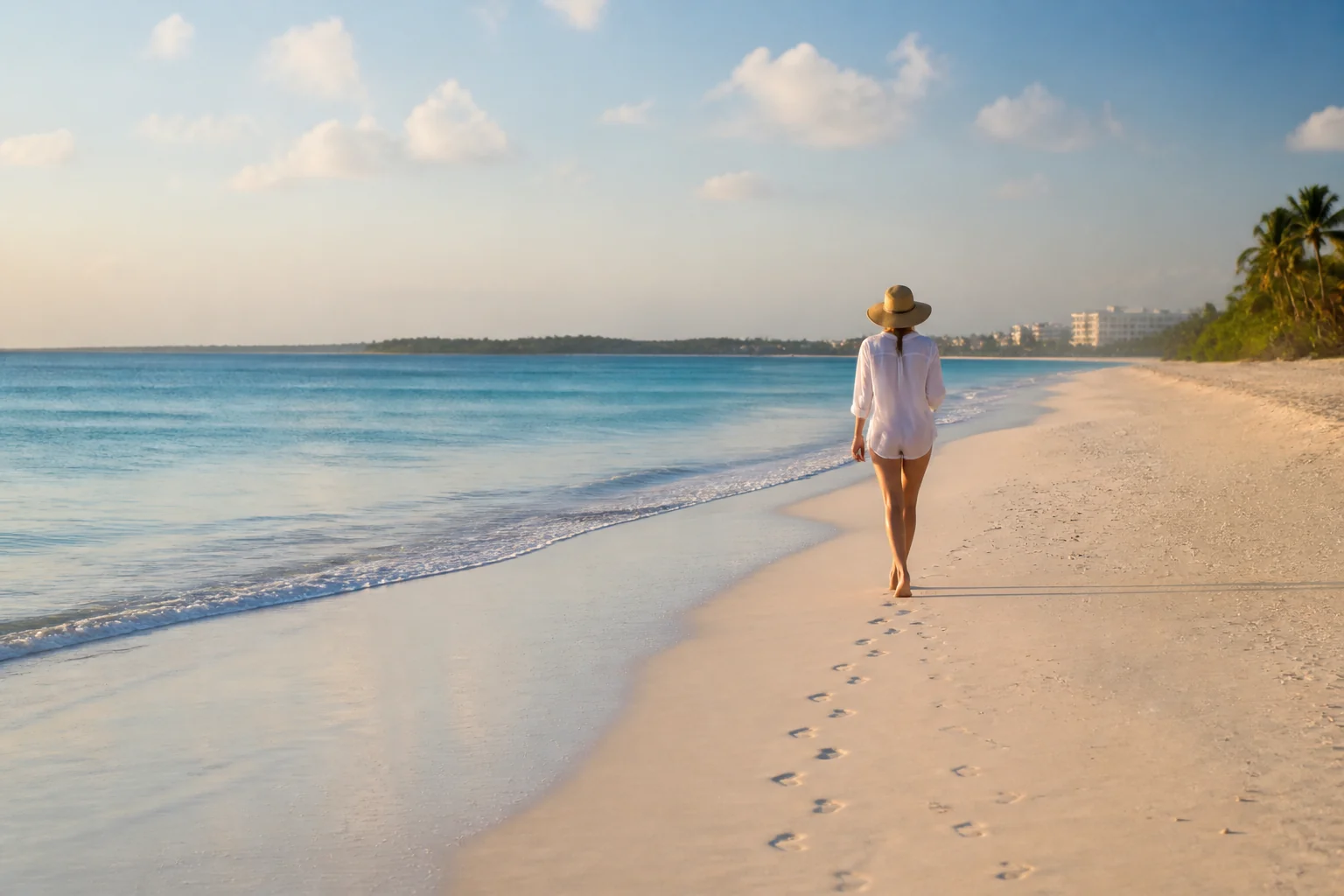 Quiet morning walk at Grace Bay Beach