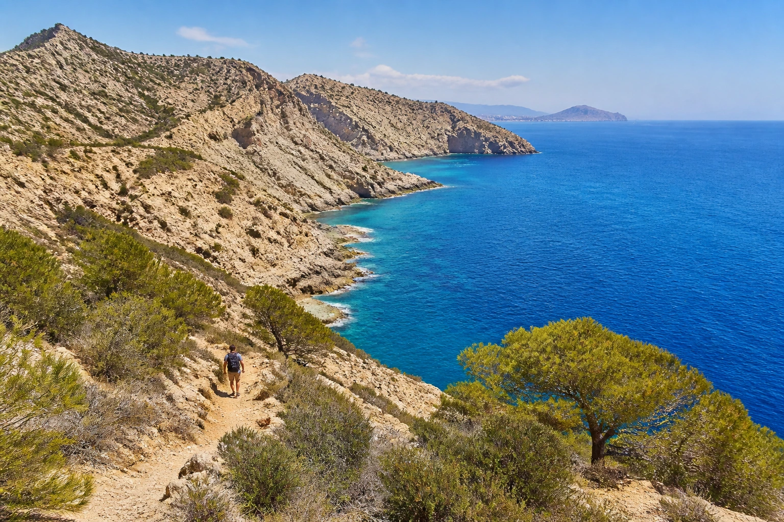 Falaises côtières abruptes et mer bleue dans le parc naturel de Serra Gelada près de Benidorm