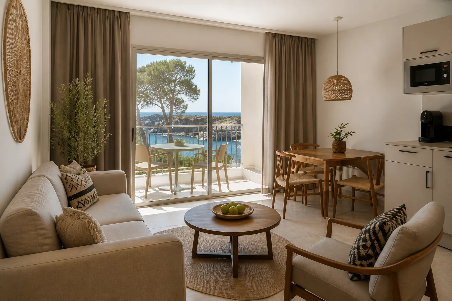 Living room of a rentable apartment at Ona Cala Pí Club in Mallorca