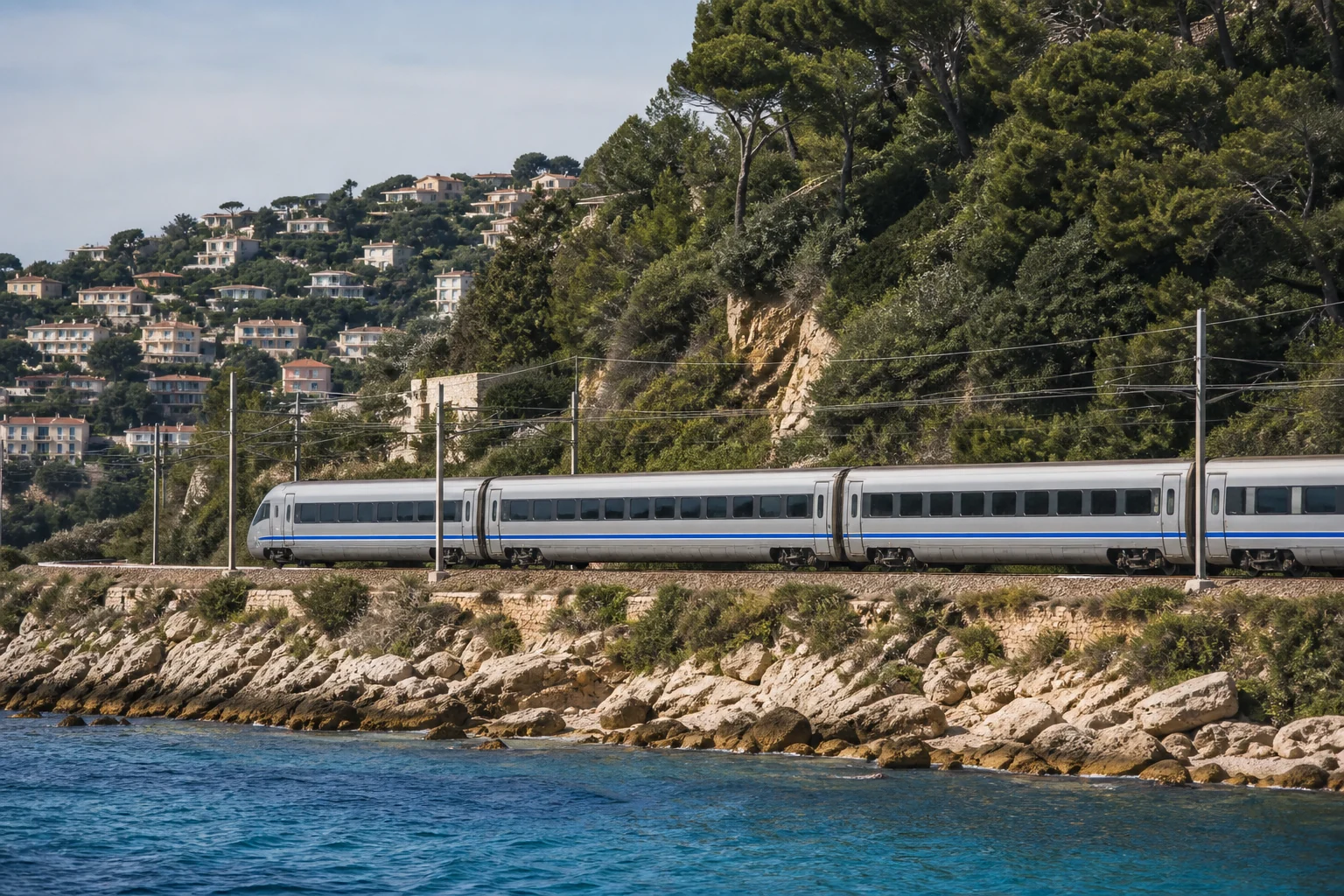 Train électrique générique sur la Côte d’Azur