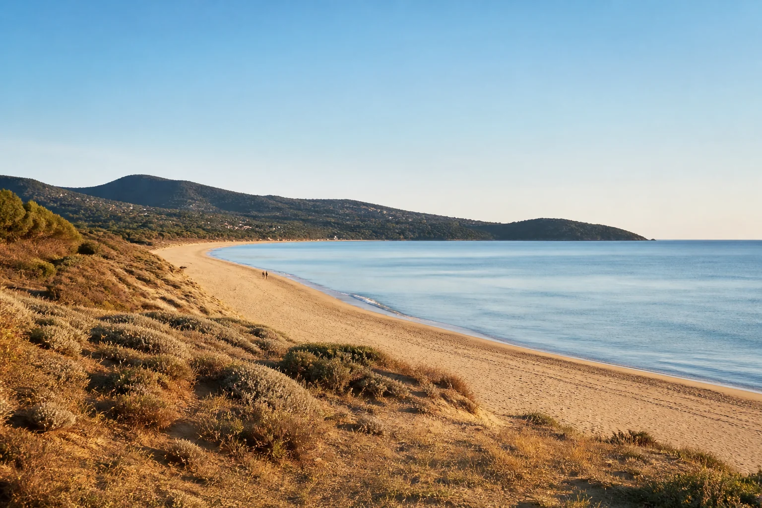 Contexte calme de plage et dunes près de Pampelonne