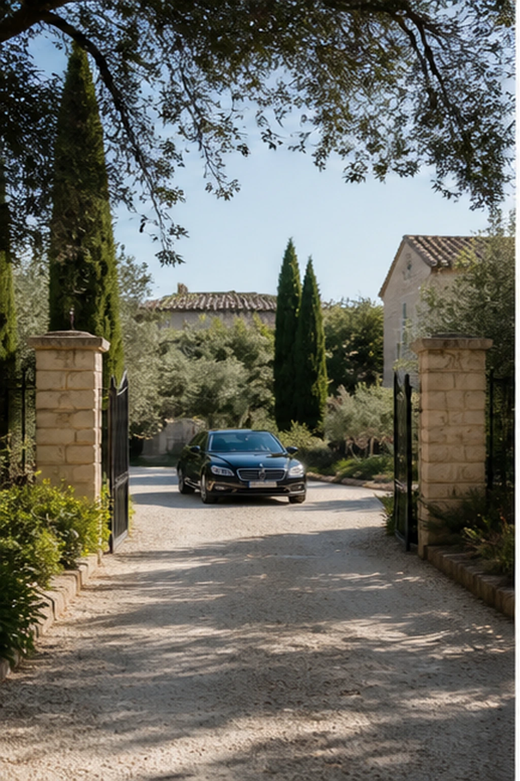 Illustration photoréaliste pour luxury provence : setting and arrival