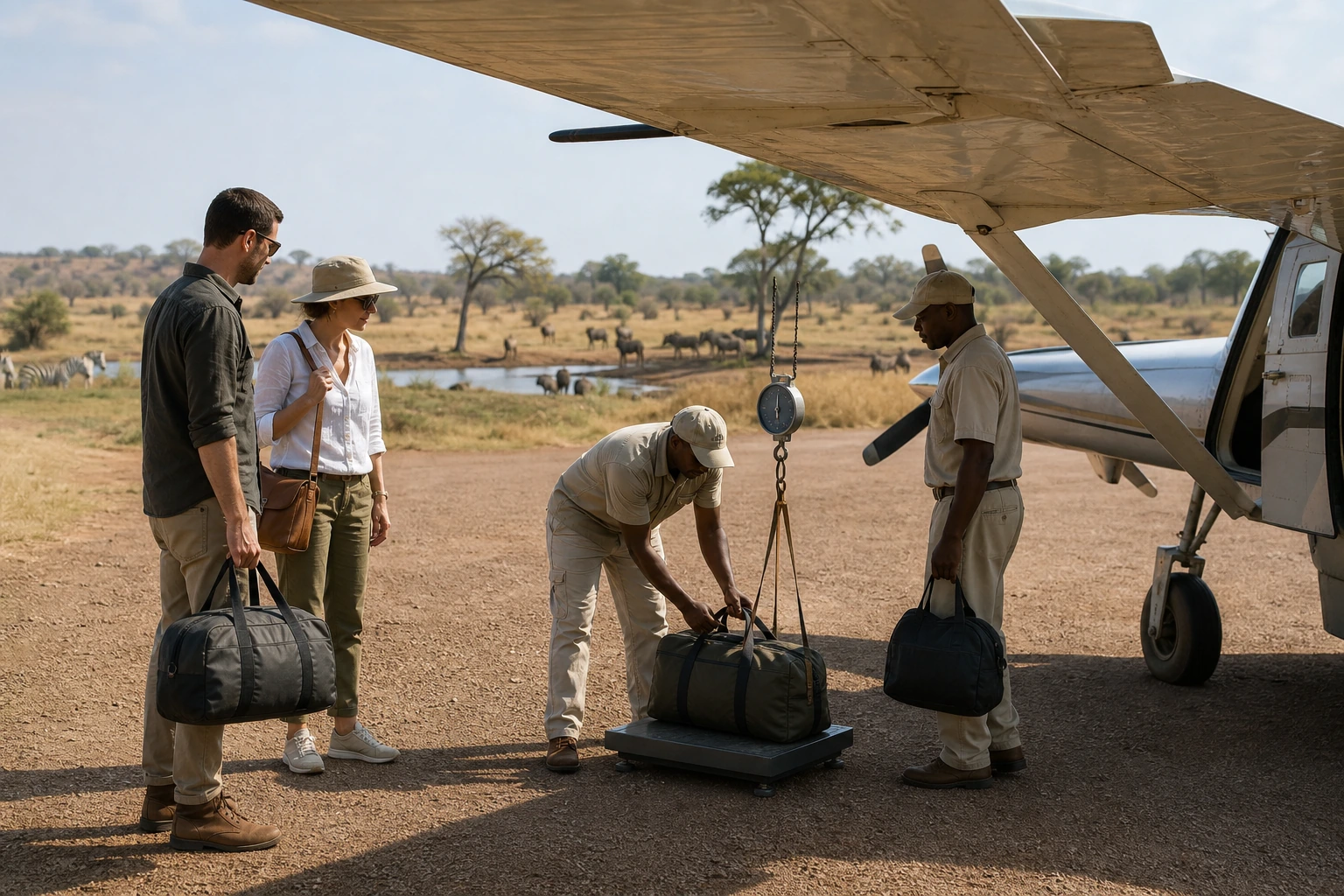 Photorealistic illustration for luxury safari lodges africa: logistics and service