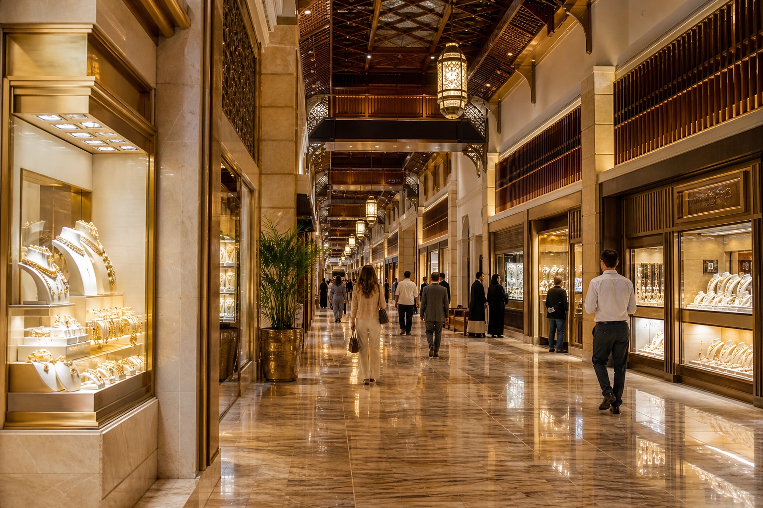 Air-conditioned jewellery arcade in the Dubai Mall Gold Souq