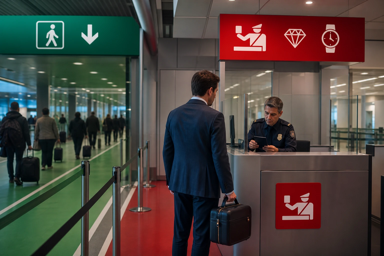 Red customs channel for goods to declare at Vienna Airport