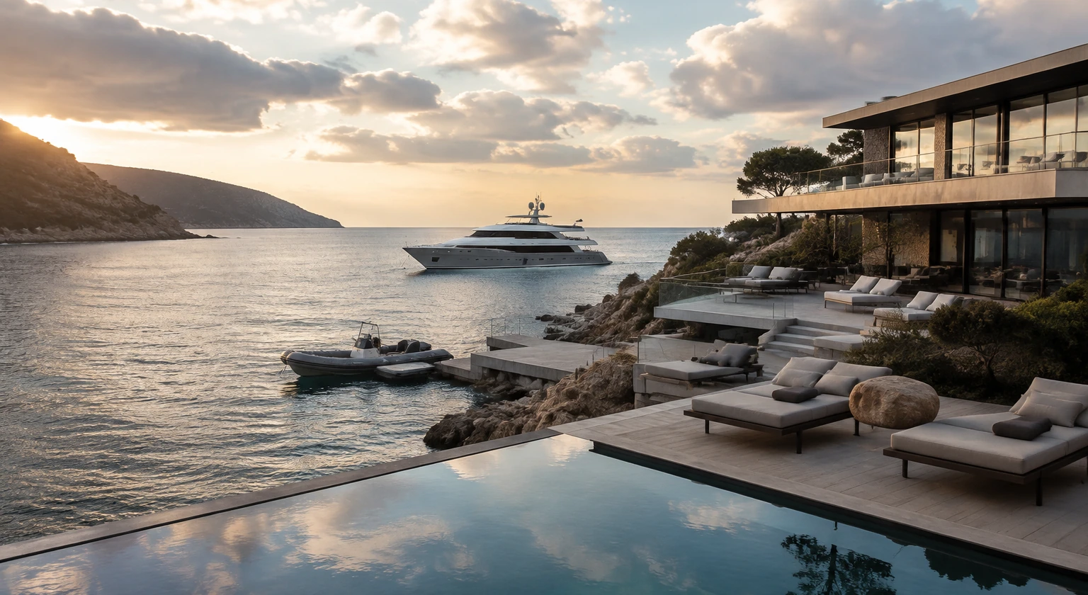 Photorealistic illustration for luxury travel insurance: signature experience