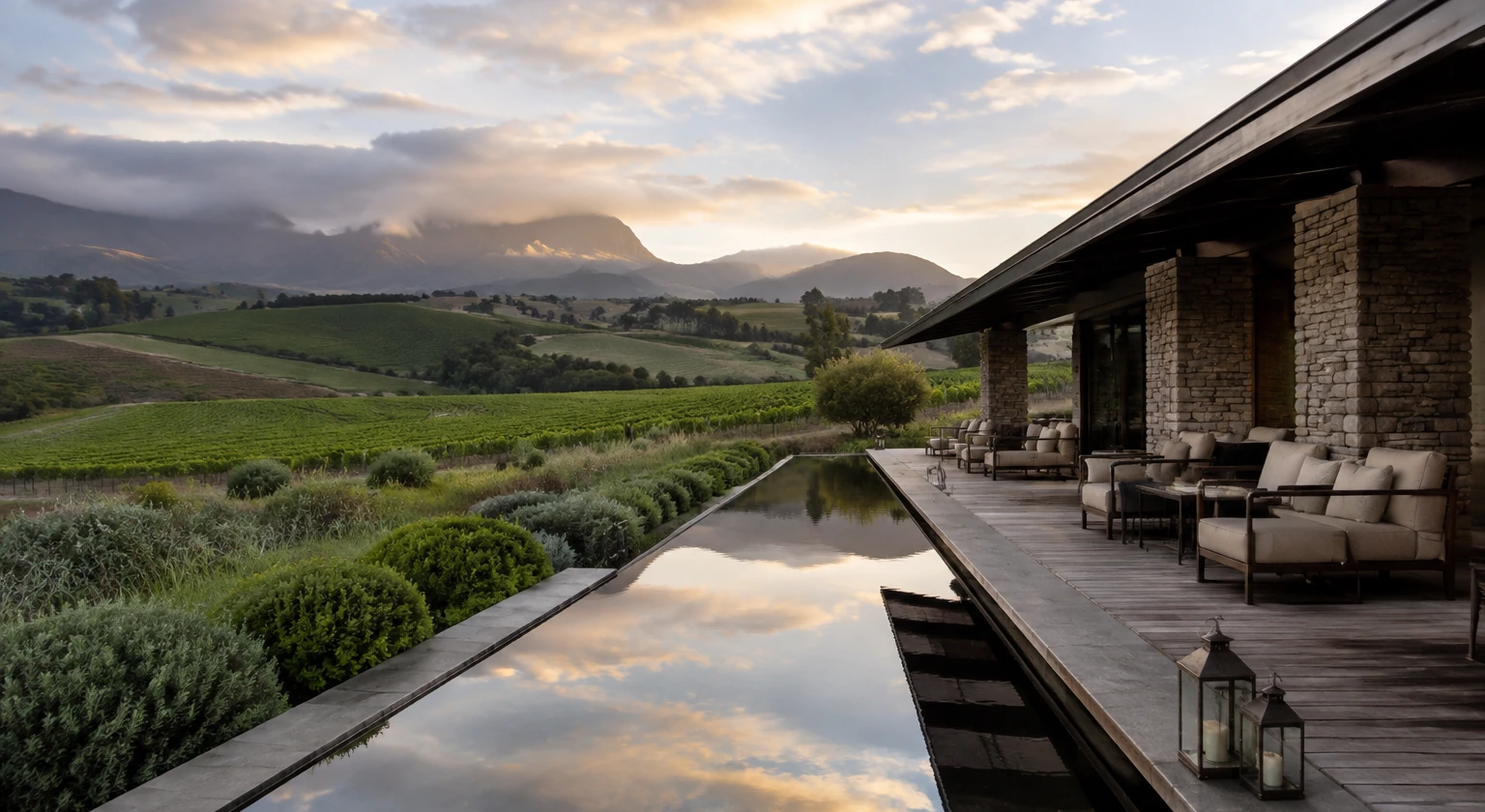 Photorealistic illustration for luxury wine journeys four regions: reality-check detail