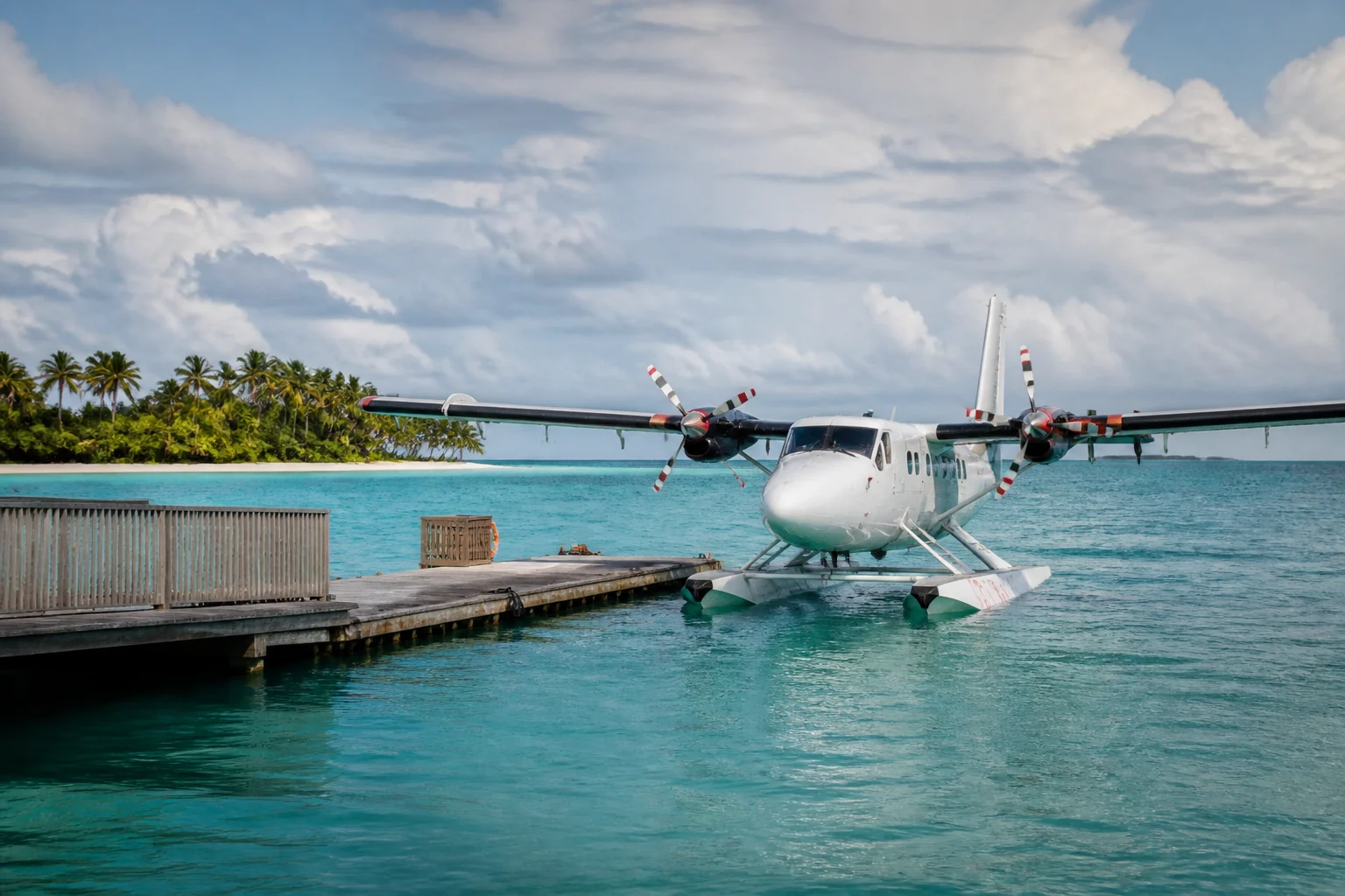 Seaplane at the jetty of the former W Retreat Maldives