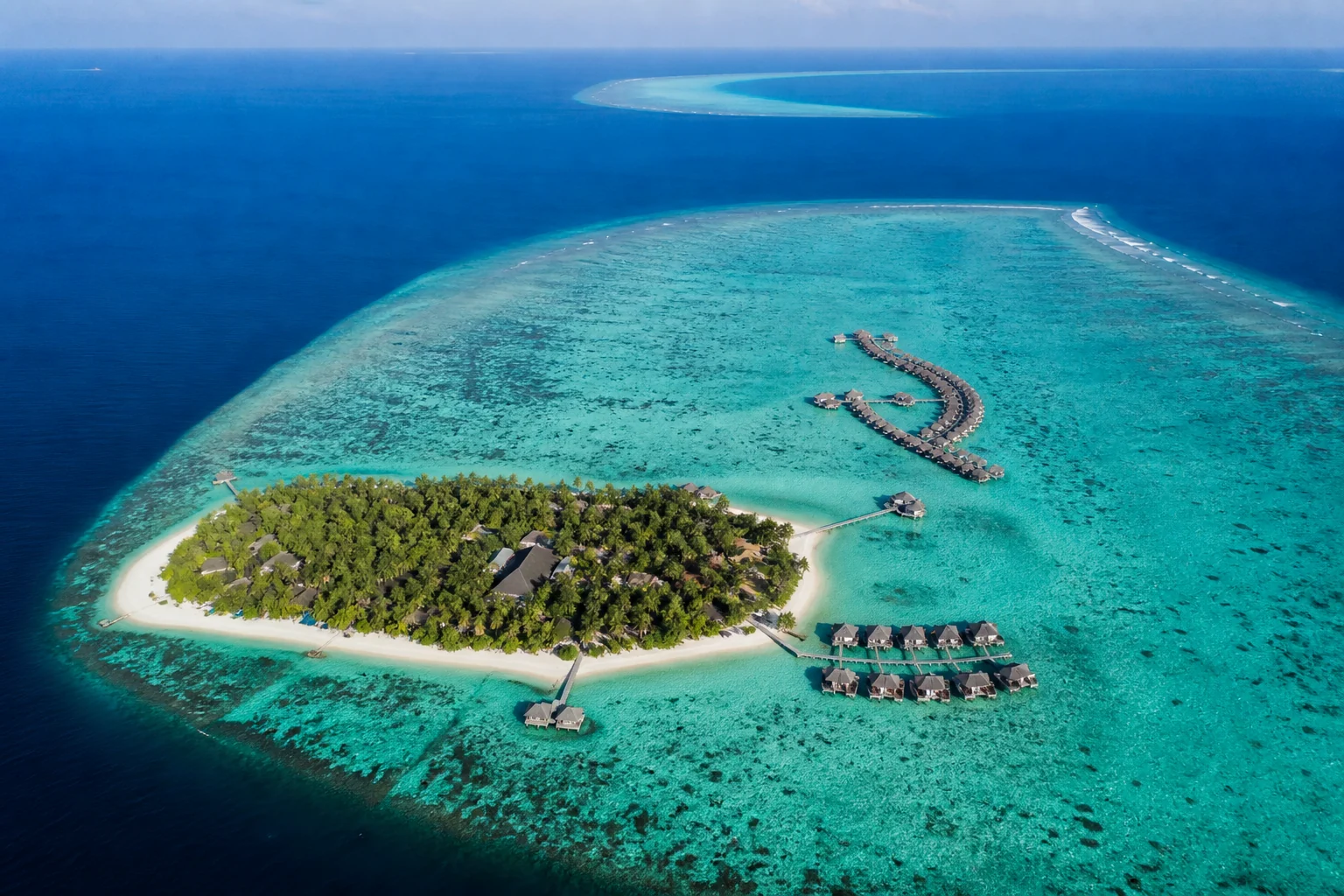 Aerial view of Four Seasons Landaa Giraavaru in Baa Atoll