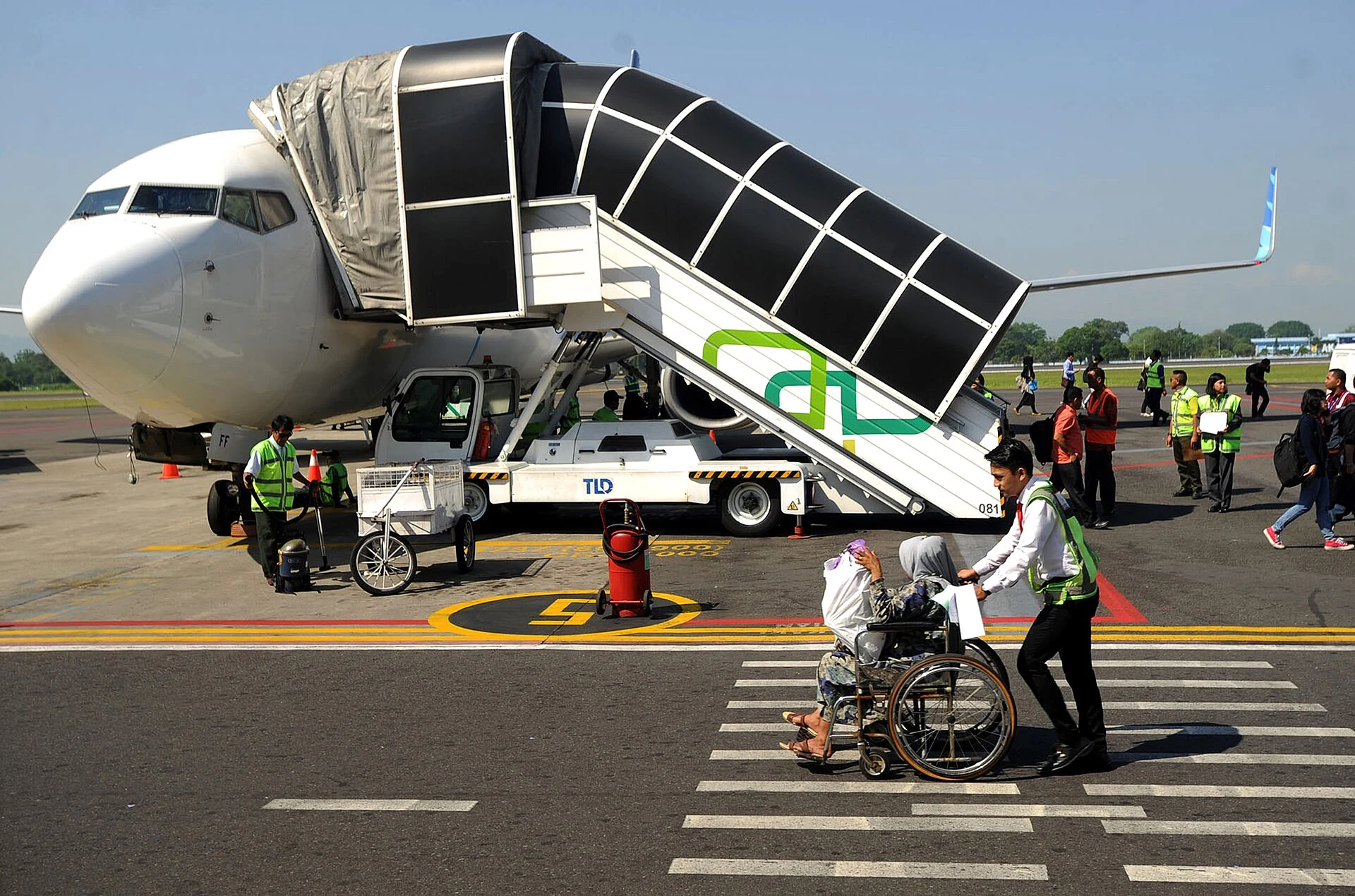 Real wheelchair assistance for an airline passenger at Yogyakarta airport