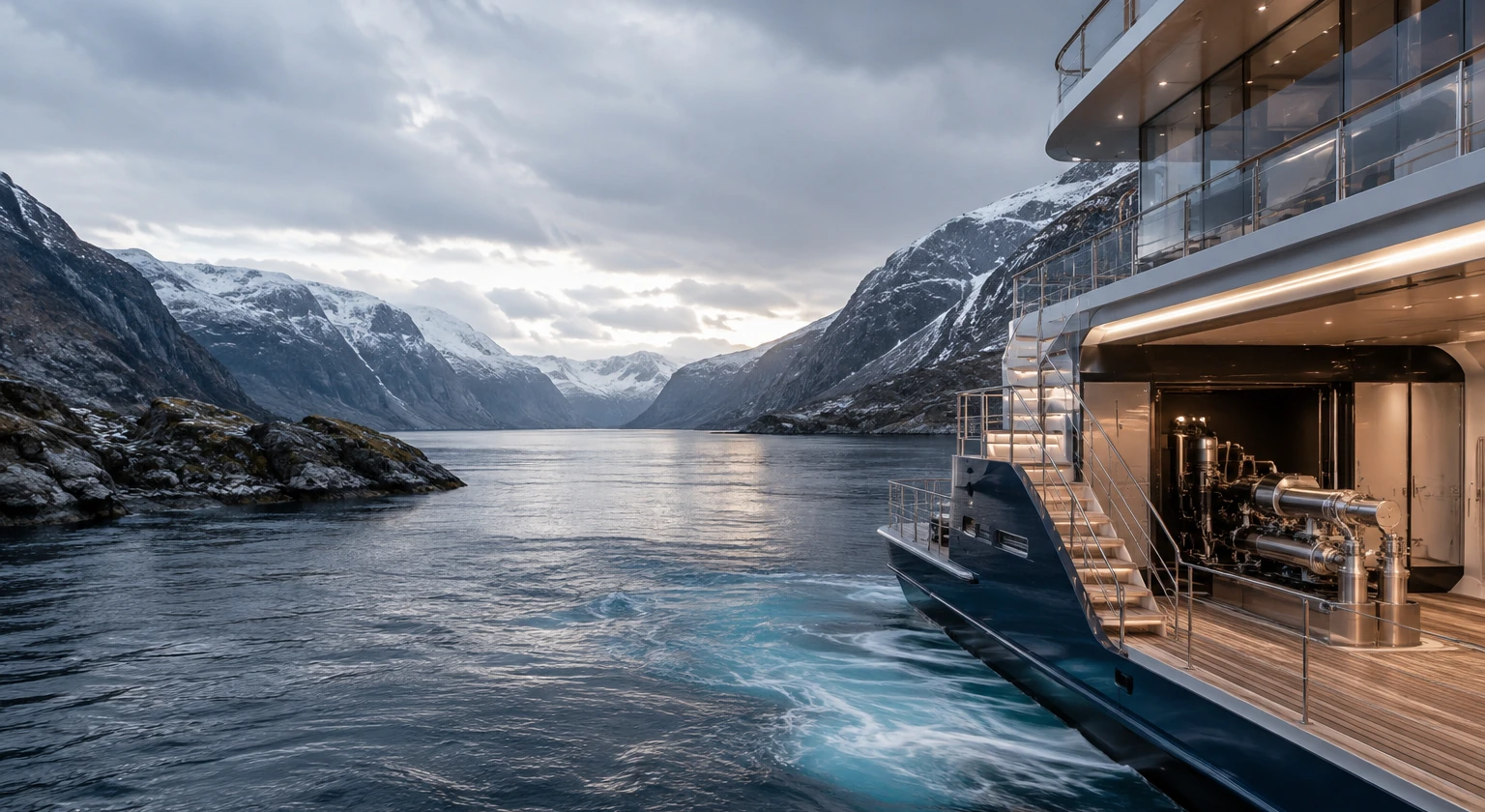 Photorealistic illustration for motion sickness ships routes stabilizers: setting and arrival