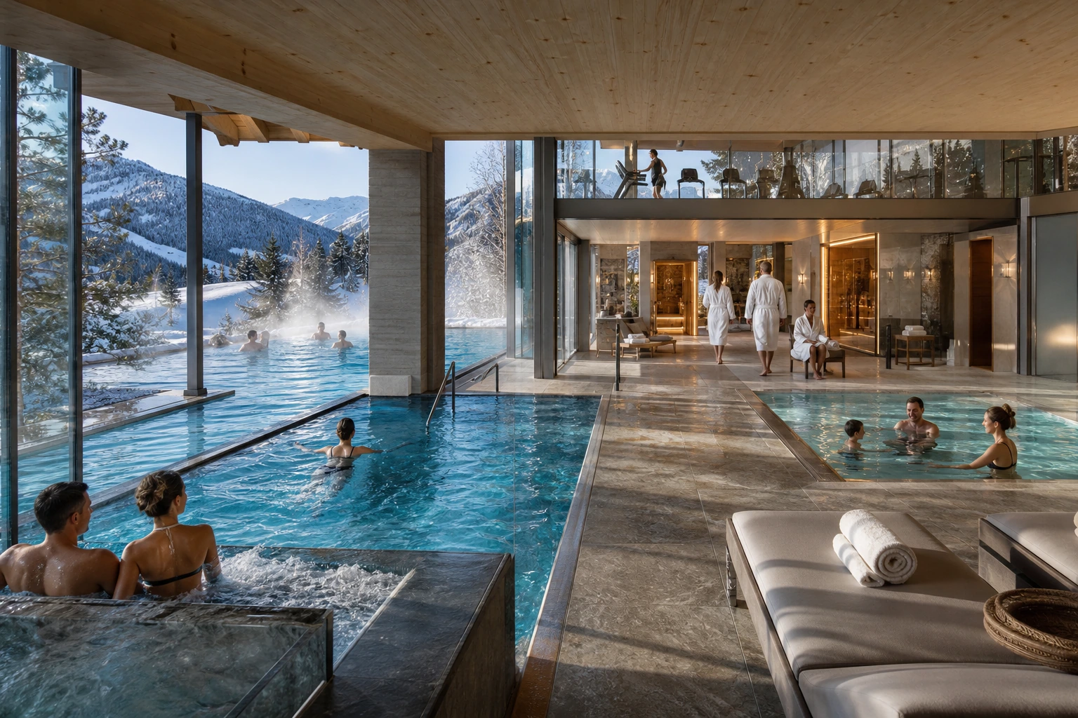 Fotorealistische Illustration zu mountain spa hotel selection: logistics and service