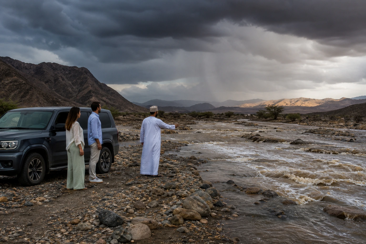 Fotorealistische Illustration zu oman desert camp mountain hotel: reality-check detail