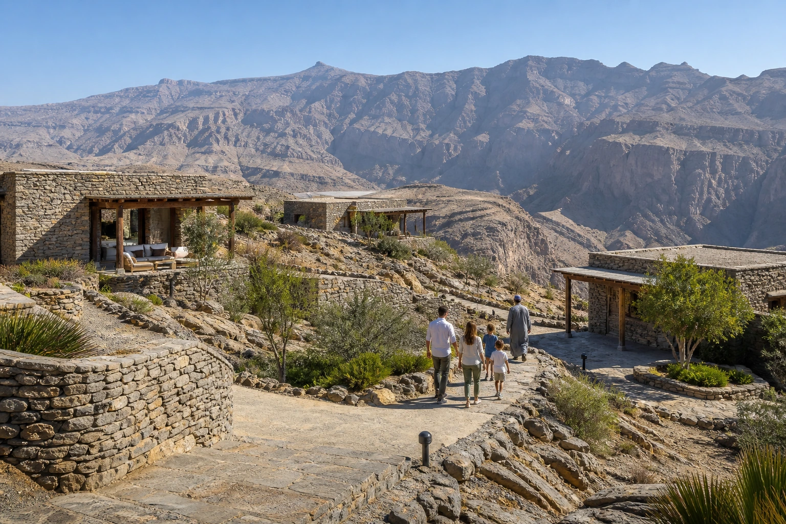 Photorealistic illustration for oman luxury route: accommodation and physical layout