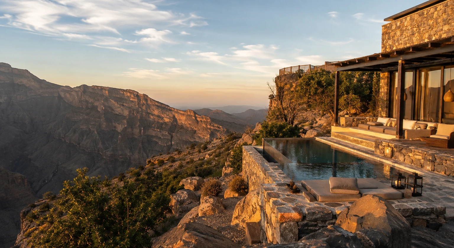 Photorealistic illustration for oman luxury route: signature experience