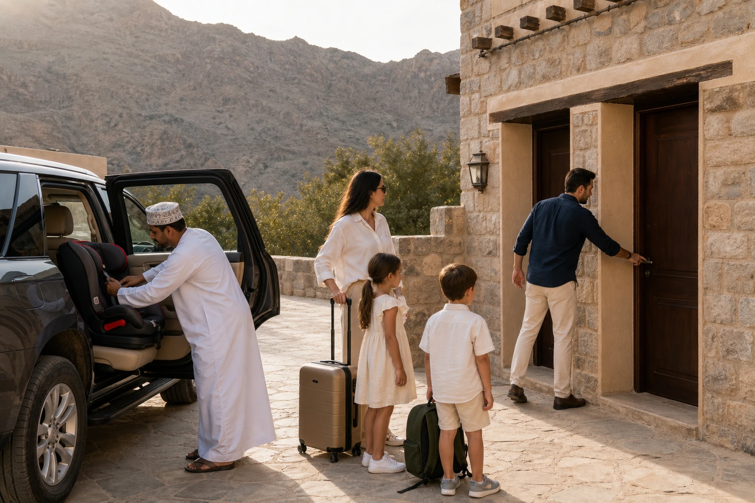 Photorealistic illustration for oman luxury route: reality-check detail